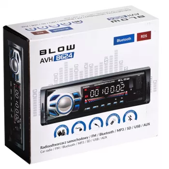 Autoradio BLOW AVH-8624 — FM RDS, 45W RMS, Bluetooth, USB, MicroSD, AUX, LCD-Anzeige, Fernbedienung, schwarz