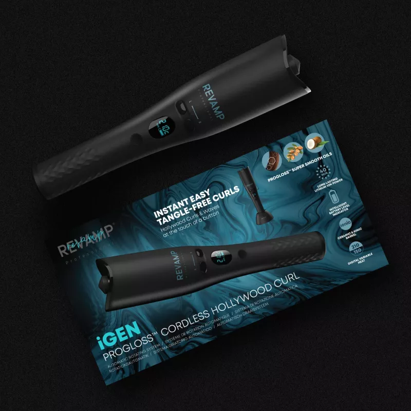 Revamp CL-2750-EU2 iGEN Cordless Progloss Hollywood Curl Automatischer Lockenstab mit Drehfunktion