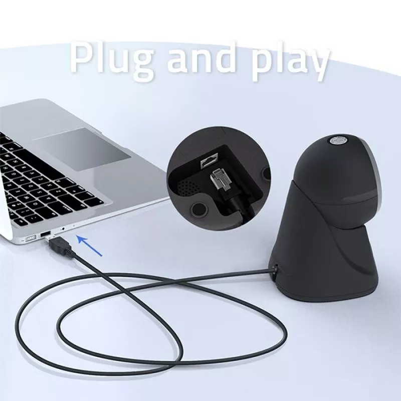 Qoltec Tisch-Barcode-Lesegerät für 1D- und 2D-Codes, QR-Scanner, Schwarz