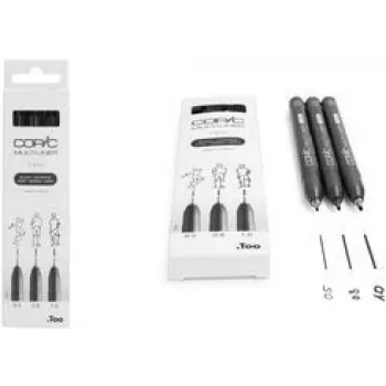 COPIC Multiliner Fineliner schwarz 0,5 + 0,8 + 1,0 mm, 3 Stück (22075632)