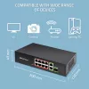 Ethernet Switch QOLTEC 52297 PoE RJ45 mit PoE-Uplink und SFP-Port