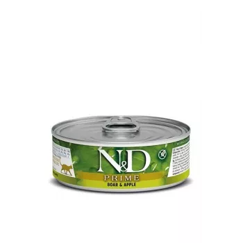 Nassfutter für Katzen Farmina N&D Prime Boar & Apple Beutel 70 g — ausgewachsene Katzen, 13% Protein, 75% Feuchtigkeit, glutenfrei