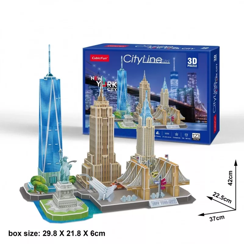 3D Puzzle CubicFun New York City City Line, 123 Teile, 370×420 mm, Alter 8+