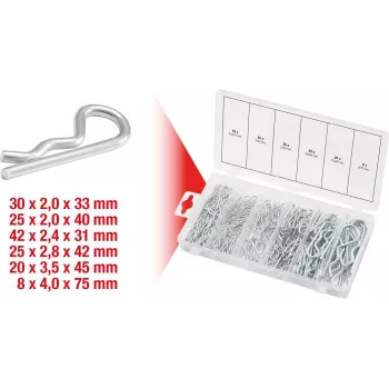 Kotflügelstift-Set KS Tools 970.0060 — 150 Stück, Durchmesser 1,8×33 bis 3,9×75 mm