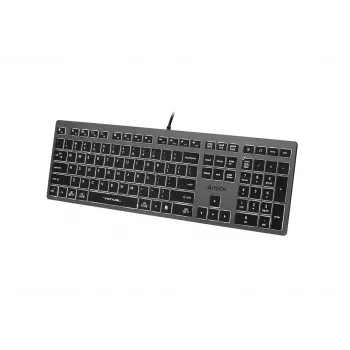 Kabelgebundene A4Tech-Tastatur FX60H USB QWERTY – Full-Size 100%, hintergrundbeleuchtet weiß, grau, USB-Hub