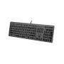 Kabelgebundene A4Tech-Tastatur FX60H USB QWERTY – Full-Size 100%, hintergrundbeleuchtet weiß, grau, USB-Hub