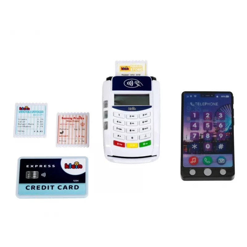 Spiel-Zahlungsterminal KLEIN 172740 mit Smartphone-Zubehör für Rollenspielsets