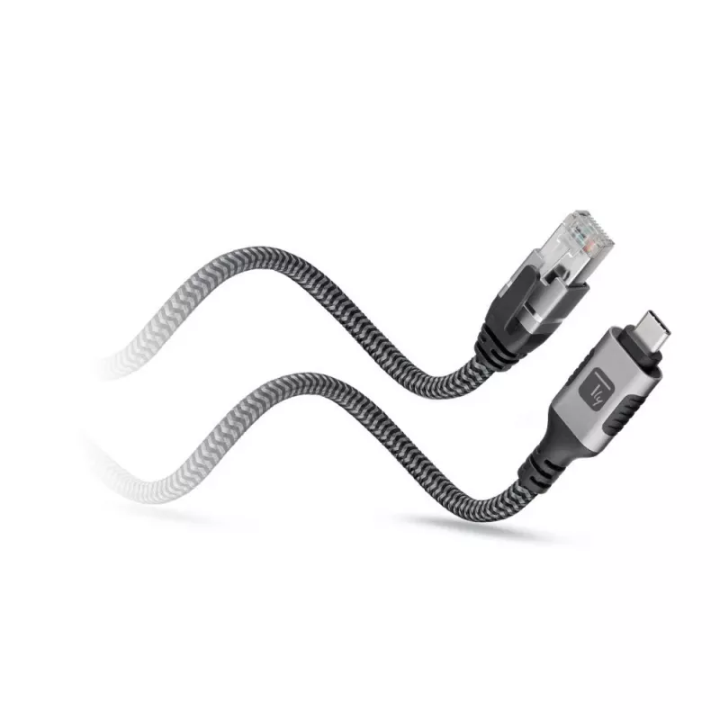 Techly ICOC U3C-RJ45-010 Netzwerkkabel Silber, Schwarz 1 m Cat6 F/UTP (FTP)