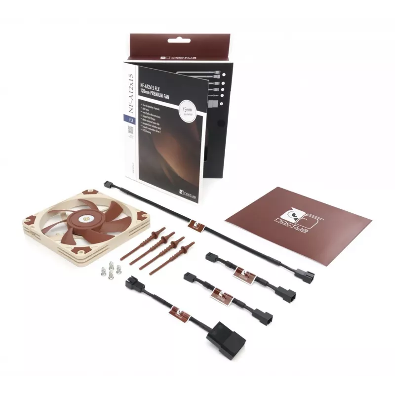 Lüfter Noctua NF-A12x15 FLX — 120 mm flacher 15 mm PC-Gehäuselüfter, 12 V, 1850 U/min, 94,2 m³/h, 23,9 dB, 3-Pin