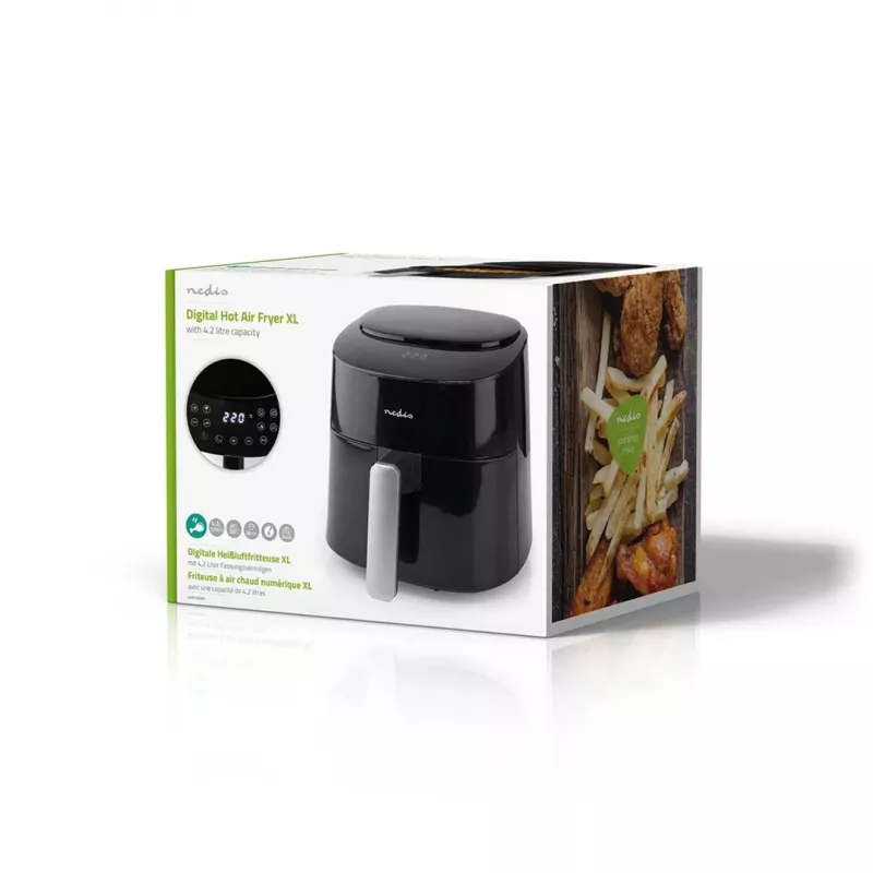 Heißluftfritteuse Nedis KAAF160BK, Einzelkorb, 4,2 L, 1300 W, Schwarz