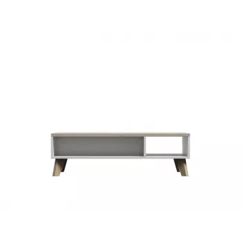 Couchtisch cama meble LOTTA 110 — rechteckig, 1100×600×350 mm, weißes Gestell mit Sonoma-Eiche-Tischplatte