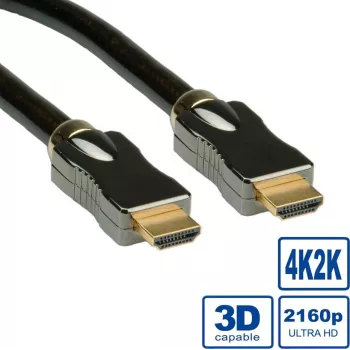 ROLINE HDMI Ultra HD with Ethernet - HDMI mit Ethernetkabel - HDMI (M) bis HDMI (M) - 15 m - Doppelisolierung - Schwarz - 4K Unterstützung (11.04.5686