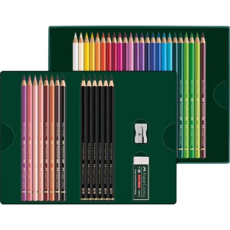 Ölbasierter Stift Faber-Castell Polychromos & Pitt Graphite Matt Set 38-tlg. Mehrfarbig