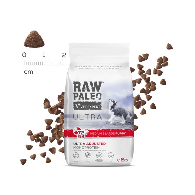 RAW PALEO Ultra Medium&Large Puppy Beef - Trockenfutter für Welpen - 10 kg