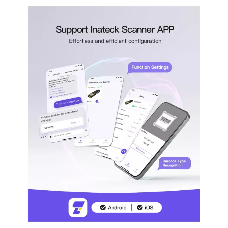 inateck Barcodescanner 47 schwarz [BCST-47_Schwarz]