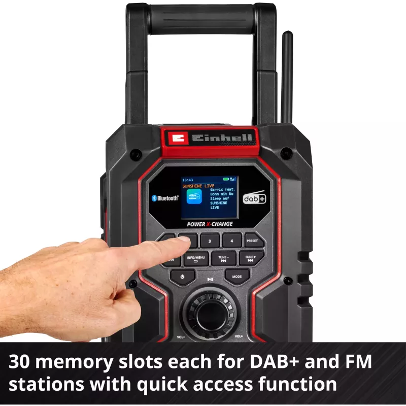 Tragbares Radio EINHELL TE-CR 18 Li DAB+ FM Bluetooth USB, batteriebetrieben (TE-CR 18 Li kompatibel)
