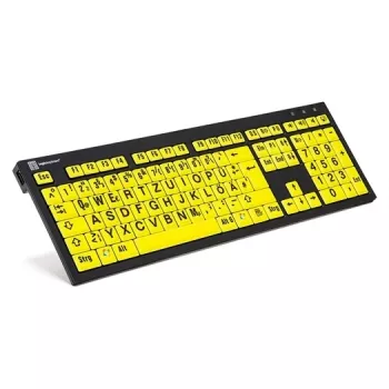 Logickeyboard XL Print NERO Office USB QWERTZ German Schwarz Gelb