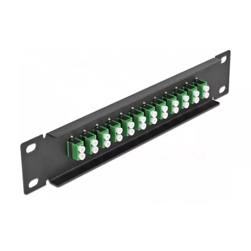 DeLOCK 10 Zoll Glasfaser Patch Panel 12 Port LC Duplex grün 1U schwarz