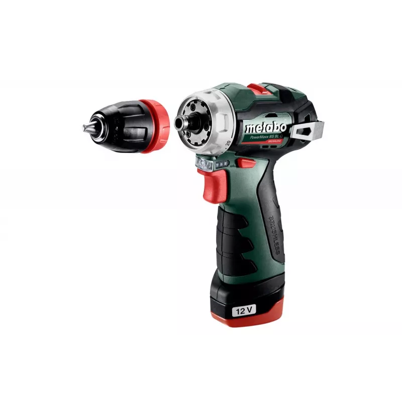 Pistolengriffbohrer Metabo PowerMaxx BS BL Q, 12V, 2Ah, 1500 U/min, 900g