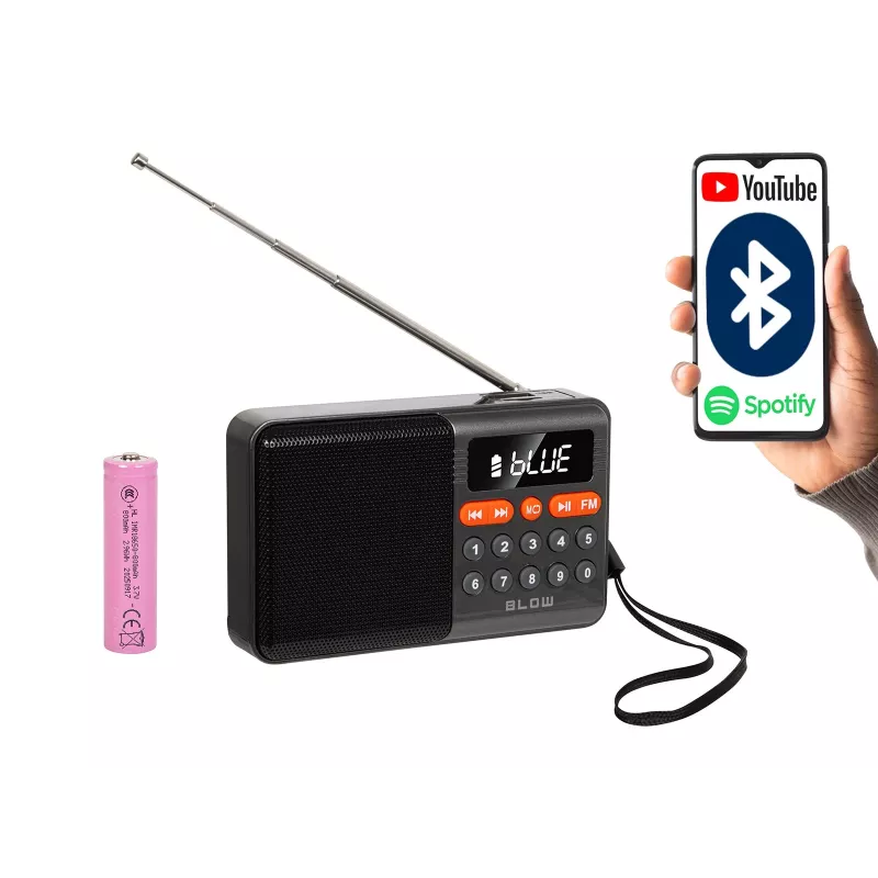 Tragbares analoges AM/FM-Bluetooth-Radio BLOW RA18 mit FM-Tuner und Bluetooth-Konnektivität