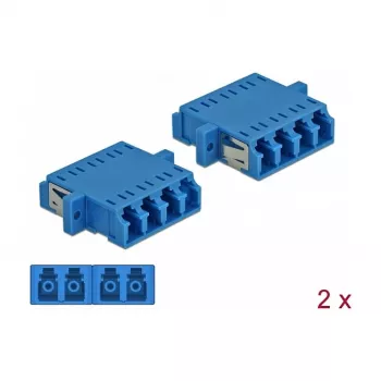 Glasfaseradapter DELOCK LC-Buchse auf LC-Buchse Duplex, blau, 2er-Pack