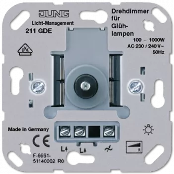 JUNG 211 GDE Drehschalter, metallic finish, 230–240 V AC, 50 Hz