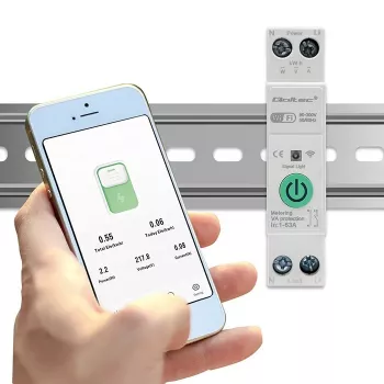 DIN-Schienen-WLAN-Relais QOLTEC 50881 — Netzumschaltrelais 63A für Elektroinstallationen