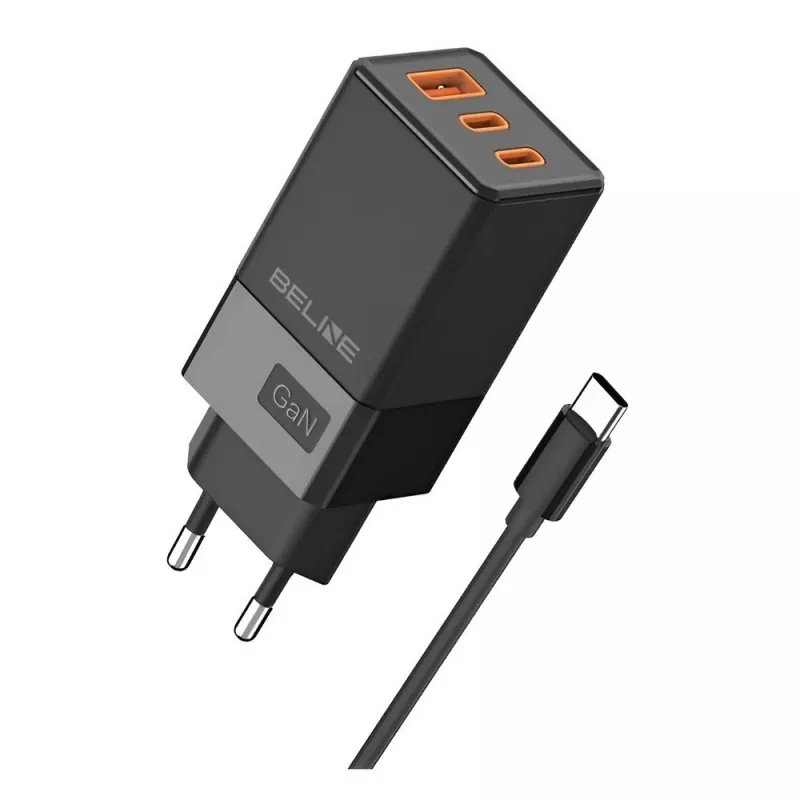 Beline Netzadapter 2x USB-C 1x USB 65W Kabel USB-C Schwarz/Schwarz PD 3.0