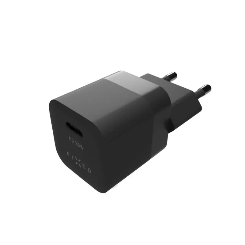 Reise-USB-C-Ladegerät FIXED FIXC25M-C-BK, festes Kabel, 25 W, kompakt