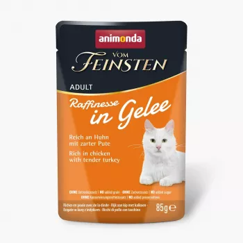 ANIMONDA Vom Feinsten Adult Raffinesse in Gelee reich an Huhn mit Truthahn - Nassfutter für Katzen - 85g