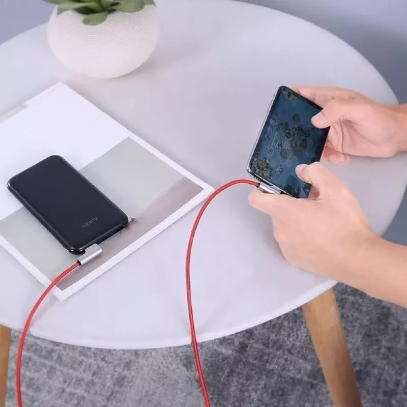 USB-auf-Lightning-Kabel Aukey CB-AL01 Rot – Nylongeflecht, Lightning-Stecker für Apple-Geräte