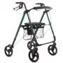 Rollator MDH Grün mit Sitz und Tasche – Aluminiumrahmen, 4 Räder, höhenverstellbar, max. Belastung 136 kg