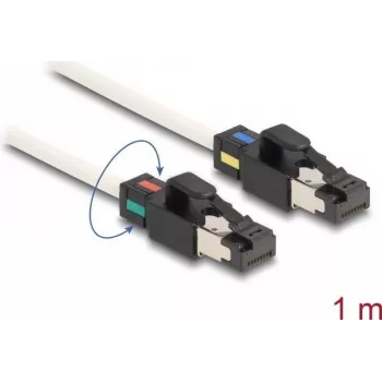 DeLOCK Netzwerkkabel RJ45-Stecker zu Stecker Cat.6A S/FTP 1 m weiß
