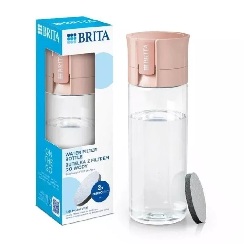 Filterflasche BRITA Vital Peach 600 ml mit BRITA MicroDisc-Filtern (5 Discs)