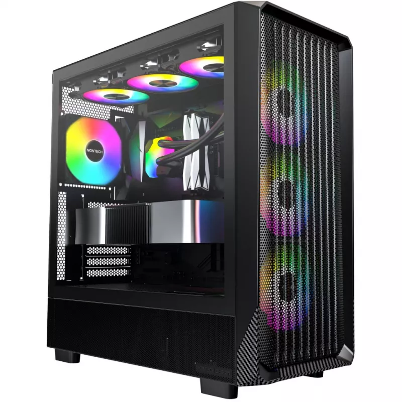 PC-Gehäuse Montech X5 Midi Tower Schwarz ATX 3x 140-mm-Lüfter