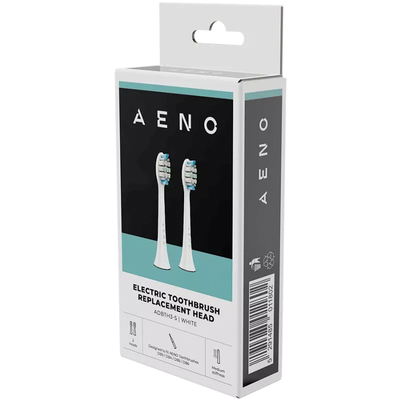AENO Ersatzbürstenköpfe, Weiß, Dupont-Borsten, 2er-Set (für ADB0003/ADB0005 und ADB0004/ADB0006)