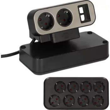 Power Extension Brennenstuhl 1153580100 2m 10 AC Outlets Indoor Schwarz Silver