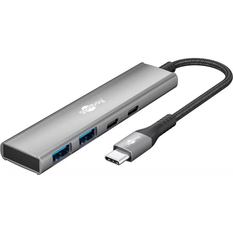 Goobay Slim 4-Port USB-Hub USB-C auf/USB-A 5 Gbit/s - Plug USB 3.2 (76563)