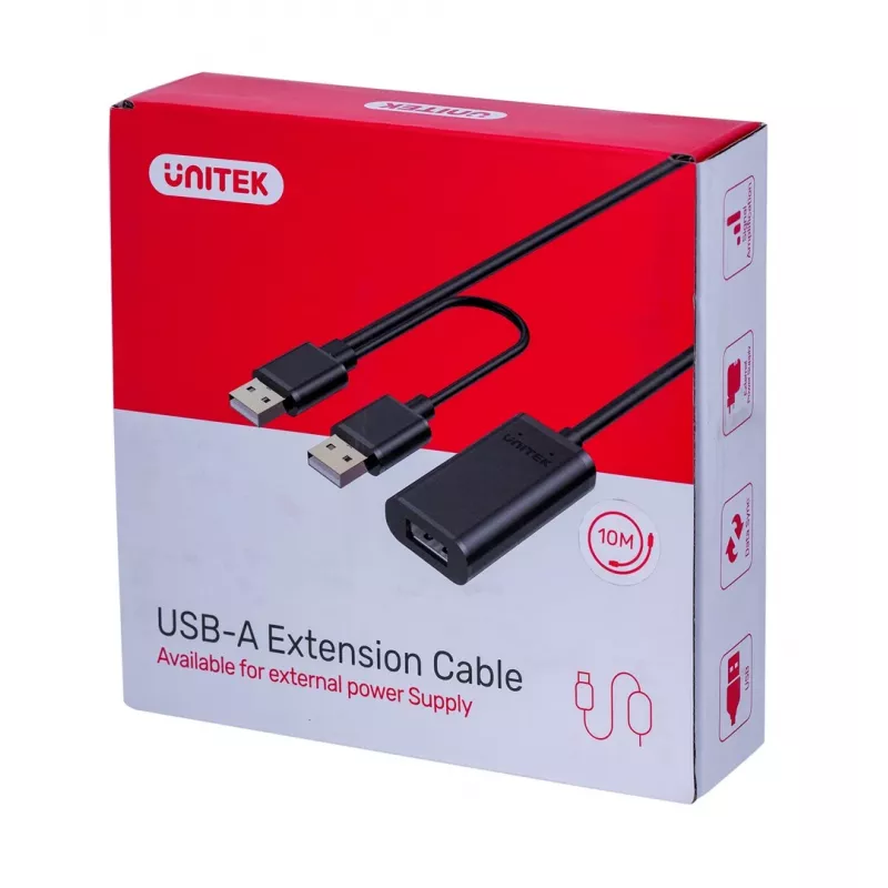UNITEK Y-278 USB-Kabel USB 2.0 10 m 2 x USB A USB A Schwarz