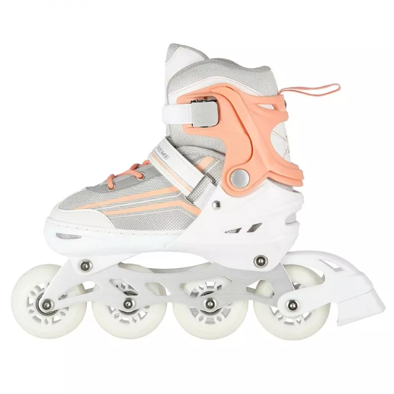 Nils Extreme NH18190 2IN1 Inline Skates WEISS/PINK GR. S (29-33) Mit austauschbaren Hockeyskates