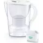 Water filter pitcher BRITA Marella White with 1x ALL-in-1 cartridge and 1x Extra Lime cartridge, 1.0–1.5 L usable capacity