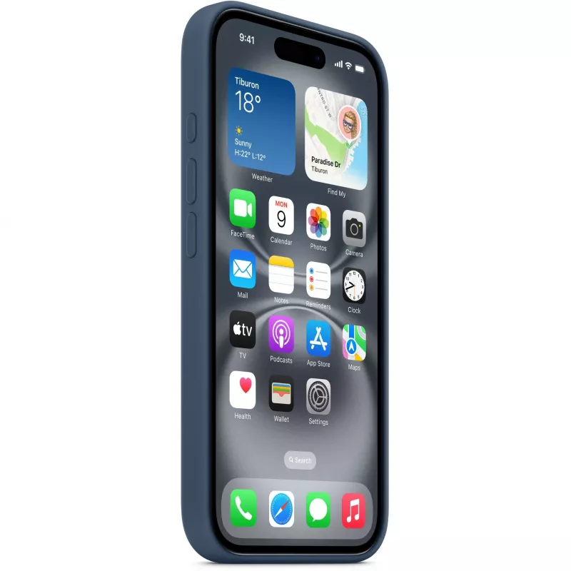 Silikon Hülle Apple iPhone 16 MagSafe Denim Hülle Blau 6.1 Zoll
