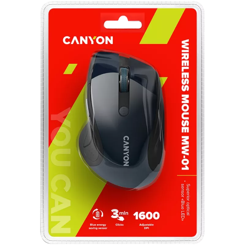 CANYON Maus MW-01 BlueLED kabellos Blau Grau