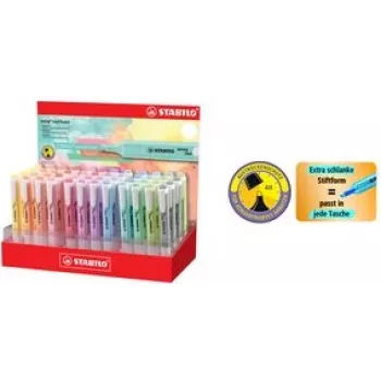 Stabilo Textmarker swing cool Pastel, 48-Farben-Display, Keilspitze 1,0–4,0 mm, Taschenmodell, Einzelstück