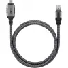 Ethernet-Kabel USB-C 3.2 Gen2 Stecker > RJ-45 Stecker, LAN-Adapter schwarz/Silber, 3 Meter, geflochtenes Textilmantel
