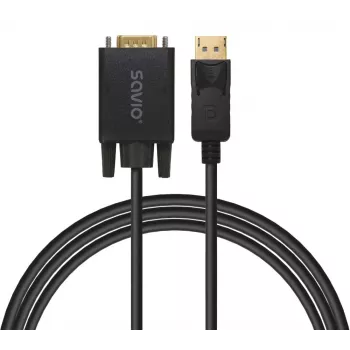 SAVIO DisplayPort-zu-VGA-(D-Sub)-Kabel 1,8 m, schwarz
