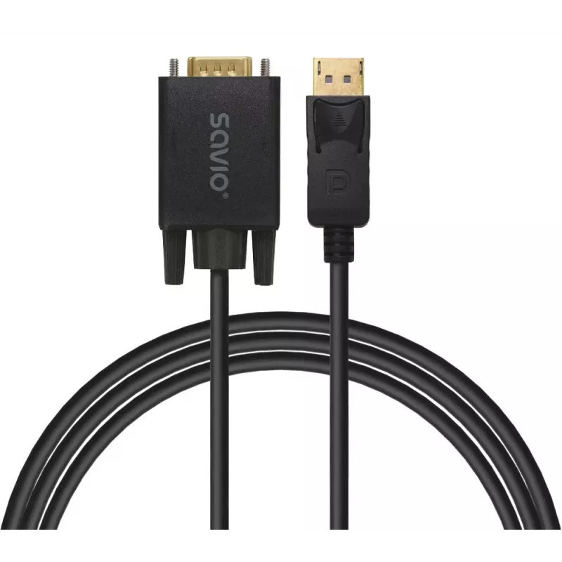 SAVIO DisplayPort-zu-VGA-(D-Sub)-Kabel 1,8 m, schwarz