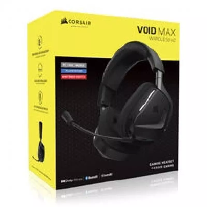 Wireless Gaming Headset CORSAIR VOID V2 MAX — Carbon, RGB-Beleuchtung, 7.1 Surround