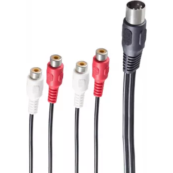 Audiokabel ShiverPeaks BS10231 0,2 m DIN (5-polig) 4 x RCA Schwarz