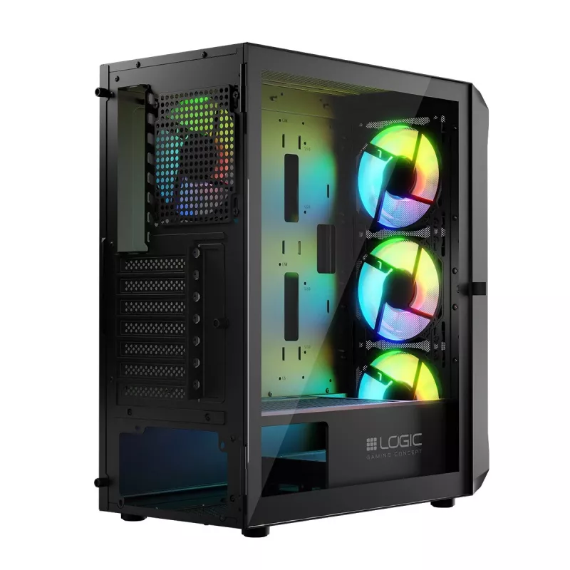 LOGIC CONCEPT Portos ARGB ATX Mid-Tower-Gehäuse, schwarz